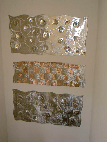 "Condo Lobby", Originals, Stainless Etched Pops Stainless & Copper Weave - Jason Mernick