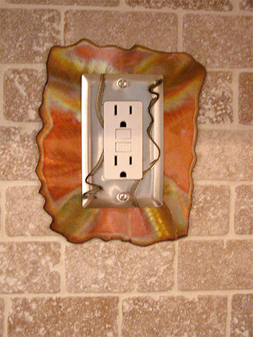 "Switchplate", Original, Torch Painted Copper & Etched Stainless Steel - Jason Mernick